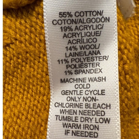 LOFT‎ Mustard Yellow Turtleneck Sweater XS Oversized Cotton Wool Blend 90-49 - Picture 7 of 13